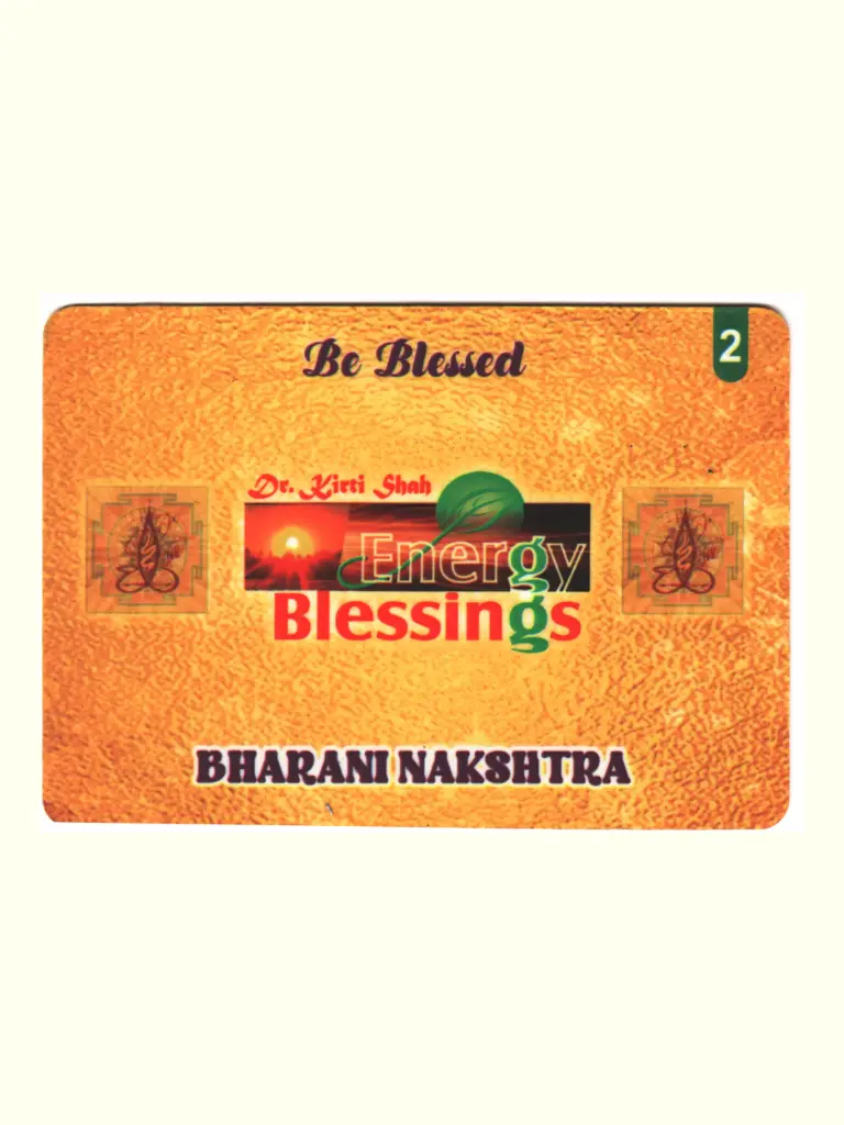 Energised  Bharani Birth Star Card (Moon Sign Based)